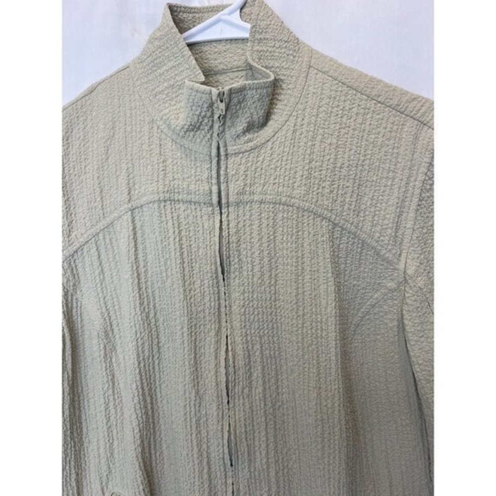 Orvis Seersucker Jacket Full Zippered Long Sleeve Womens Small Mock Neck